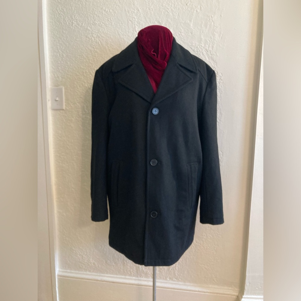 Men’s London Fog Wool Blend Warm Overcoat L EUC